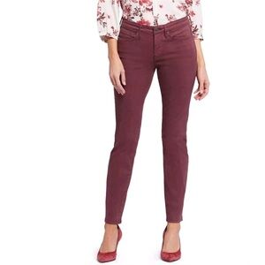 NYDJ Womens Jeans Size 0 Dark Cherry Sheri Slim Stretch Denim Five Pocket New